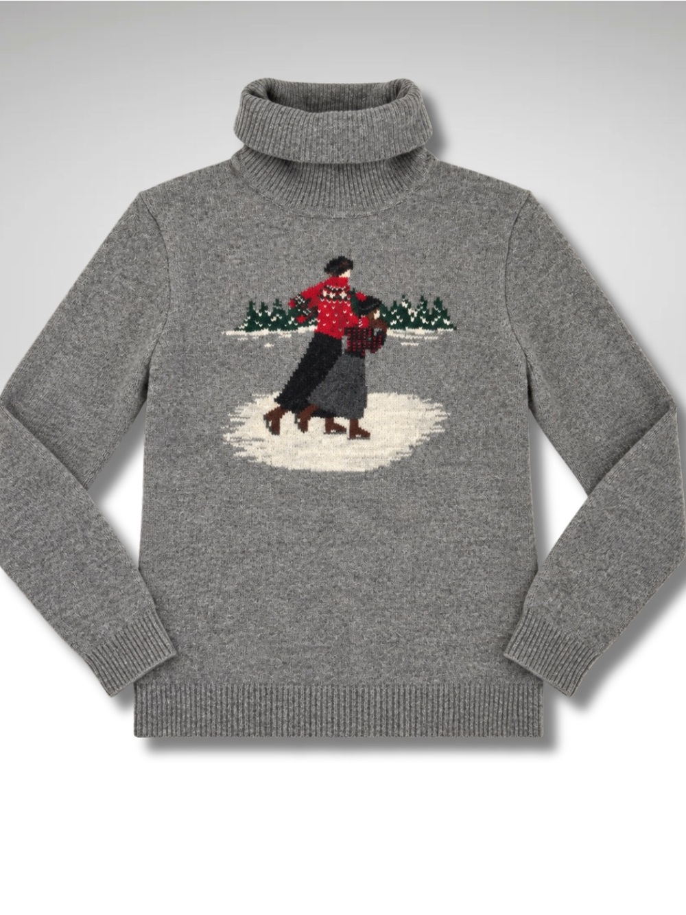 Vintage Ralph Lauren Lambswool Ice Skater Intarsia Turtleneck Sweater